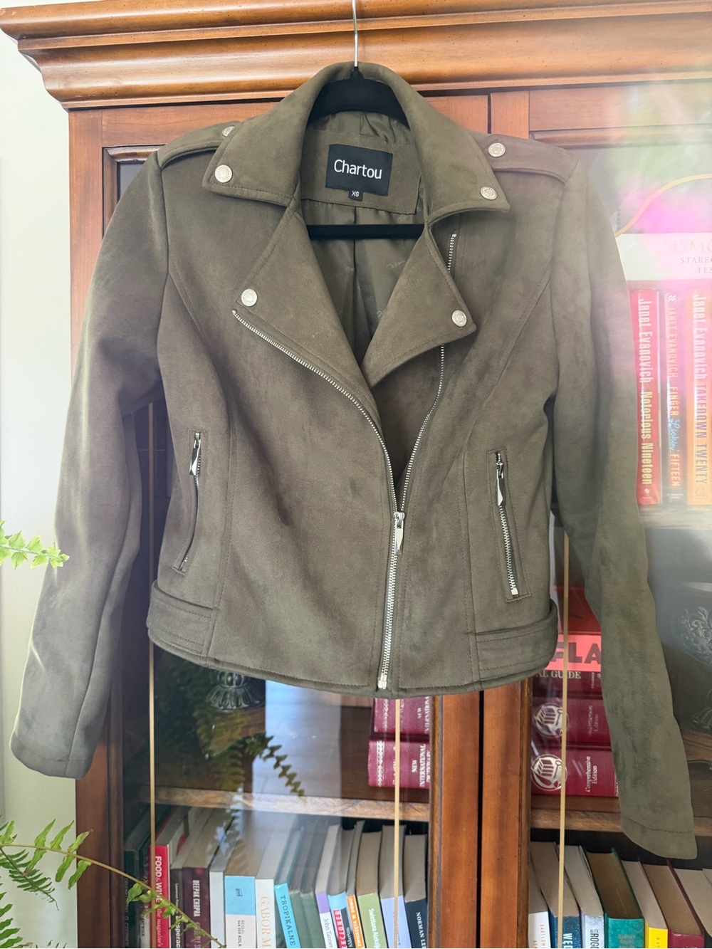 Olive Suede Moto Jacket - Women's